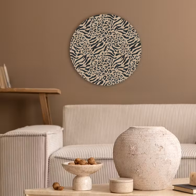 Giraf - Zebra - Motief - Bruin Akoestische PET Vilt - Rond klein 838 -sfeer1