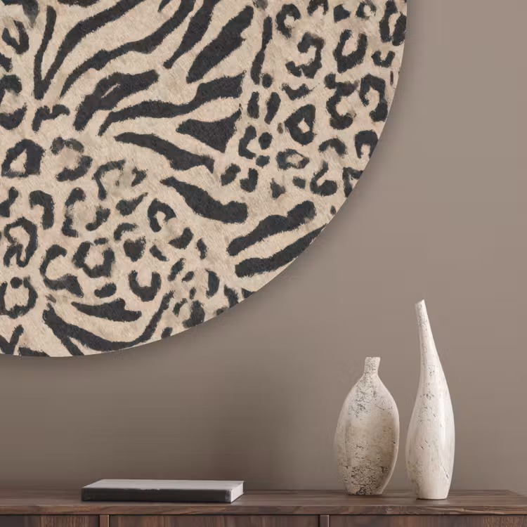Giraf - Zebra - Motief - Bruin Akoestische PET Vilt - Rond klein 838 -sfeer5_closeup