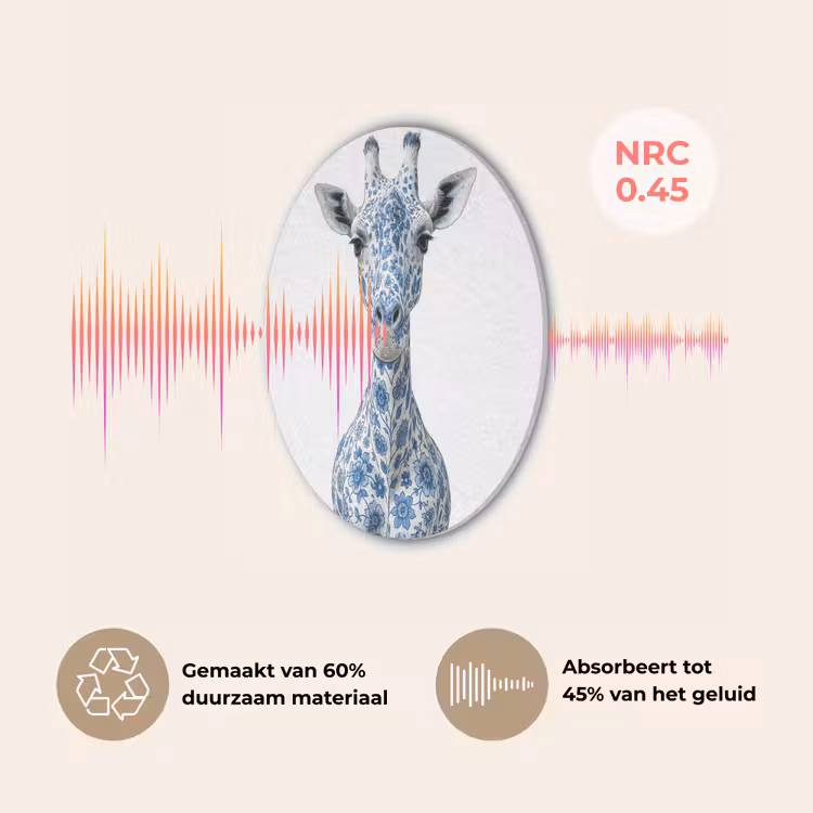 Giraffe - Delfts blauw - Dieren - Minimalistisch Akoestische PET Vilt - Rond klein -USP_NL