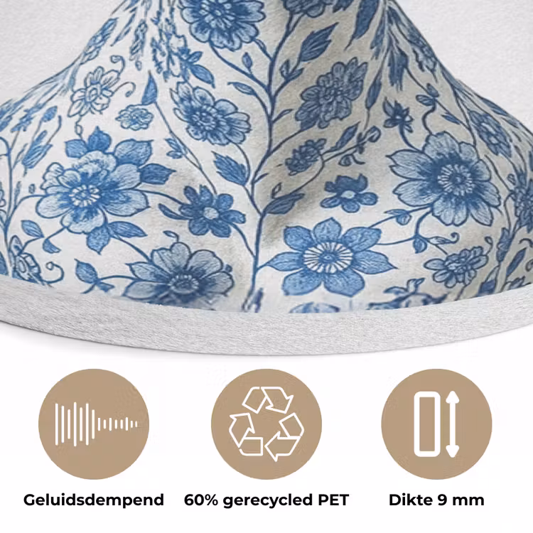 Giraffe - Delfts blauw - Dieren - Minimalistisch Akoestische PET Vilt - Rond klein -closeup_NL