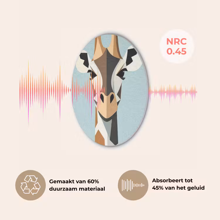 Giraffe - Illustratie - Bruin - Minimalistisch Akoestische PET Vilt - Rond klein -USP_NL