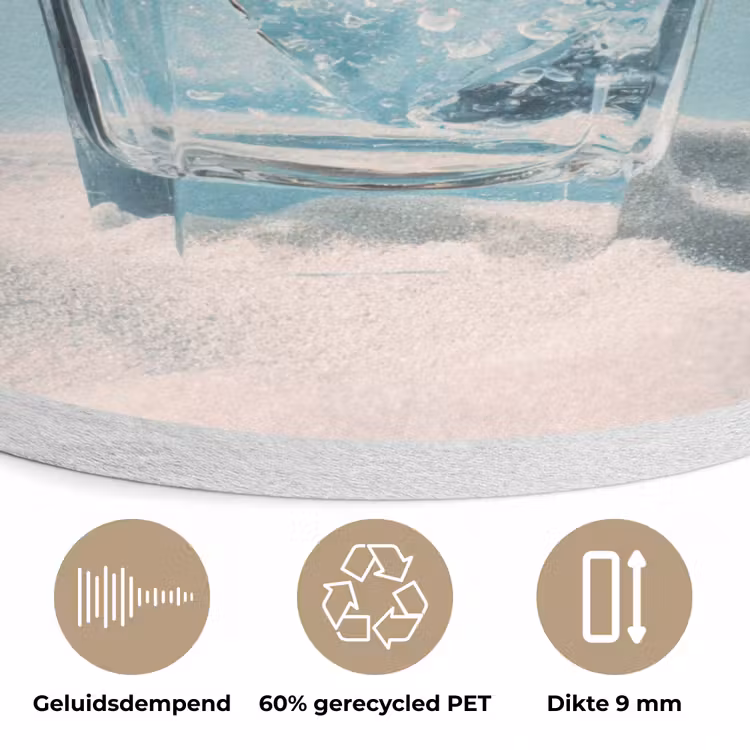 Glas - ijsblokjes - Citroen Akoestische PET Vilt - Rond klein -closeup_NL