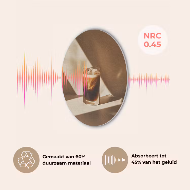 Glas - Ijskoffie - Schaduw - Bruin Akoestische PET Vilt - Rond klein -USP_NL