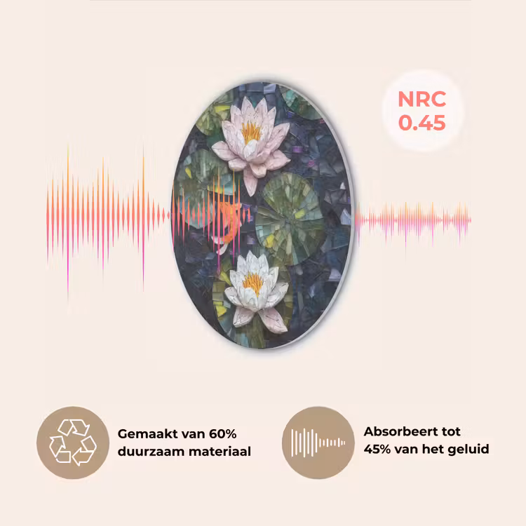 Glasstukjes - Leliebladeren - Vis - Oranje Akoestische PET Vilt - Rond klein -USP_NL