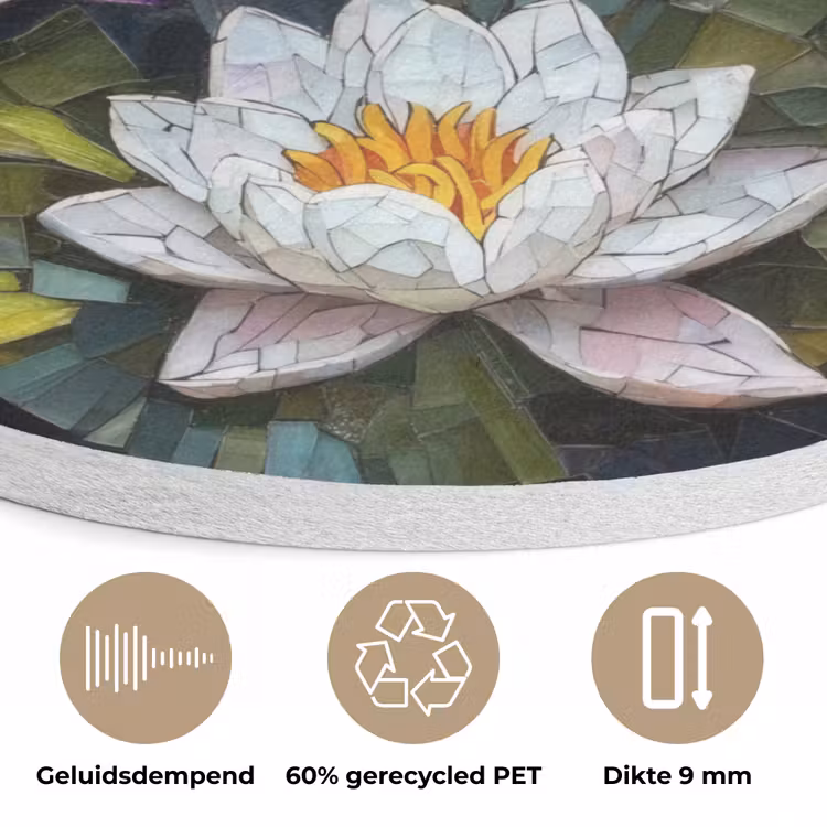 Glasstukjes - Leliebladeren - Vis - Oranje Akoestische PET Vilt - Rond klein -closeup_NL