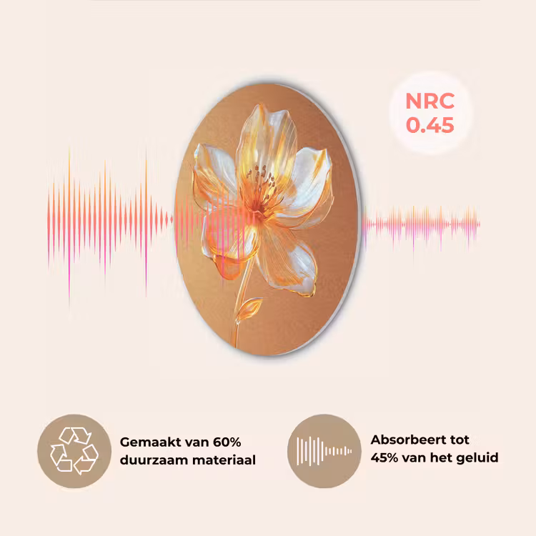 Glazen - Bloem - Oranje Akoestische PET Vilt - Rond klein -USP_NL