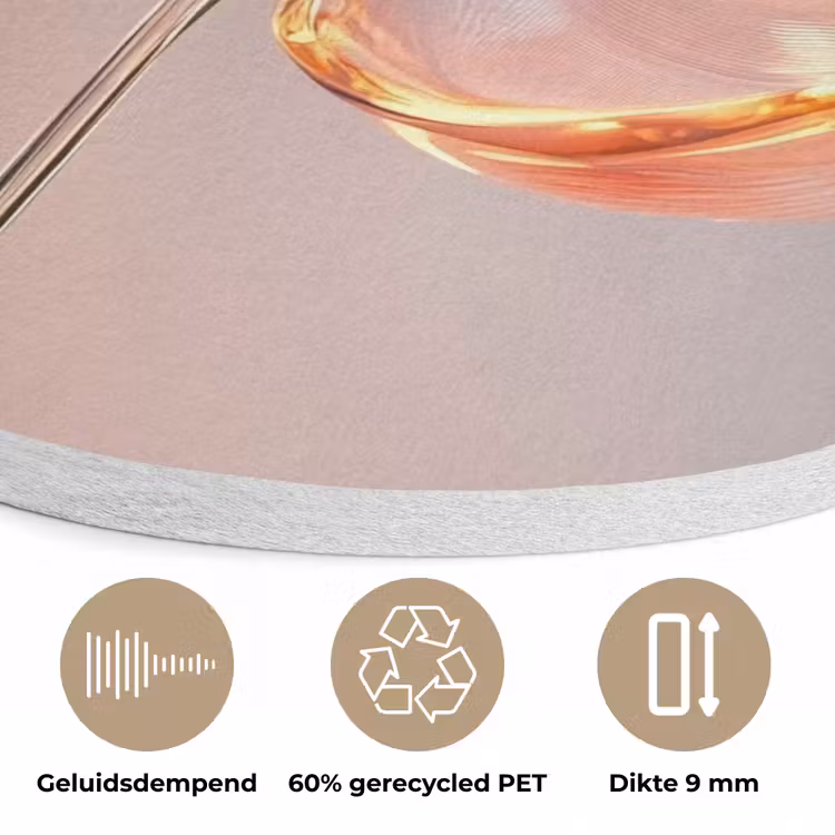 Glazen - Bloem - Roze Akoestische PET Vilt - Rond klein -closeup_NL