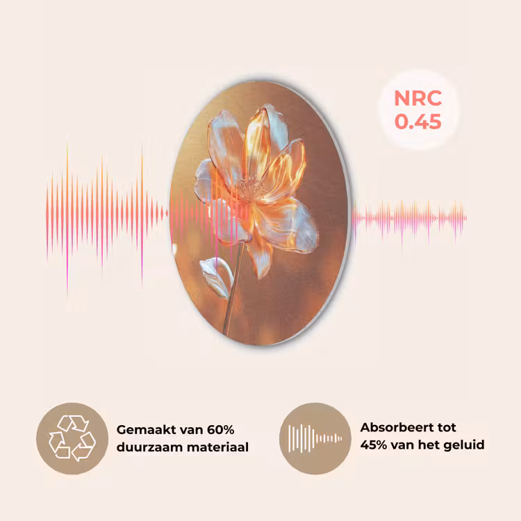 Glazen - Bloem - Zonlicht Akoestische PET Vilt - Rond klein -USP_NL