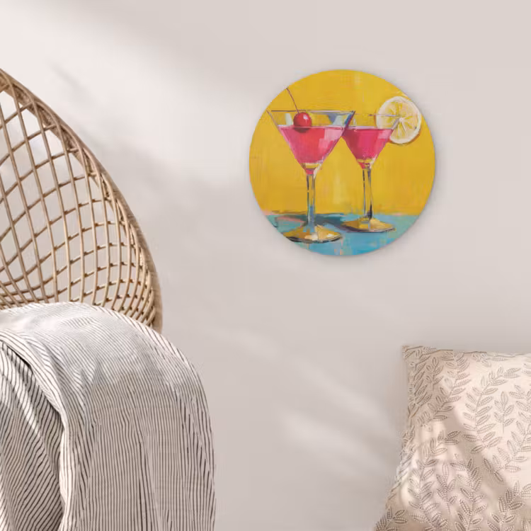 Glazen - Cocktail - Citroen - Kers Akoestische PET Vilt - Rond klein -sfeer4