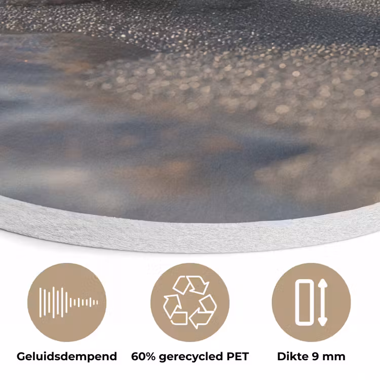 Glazenfles - Post - Zee - Zand Akoestische PET Vilt - Rond klein -closeup_NL