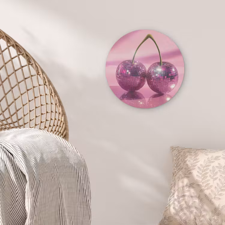 Glitter - Discobol - Roze - Kersen Akoestische PET Vilt - Rond klein -sfeer4