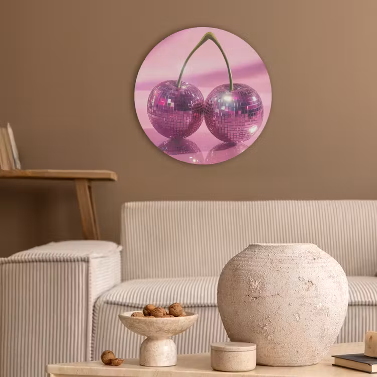 Glitter - Discobol - Roze - Kersen Akoestische PET Vilt - Rond klein -sfeer1