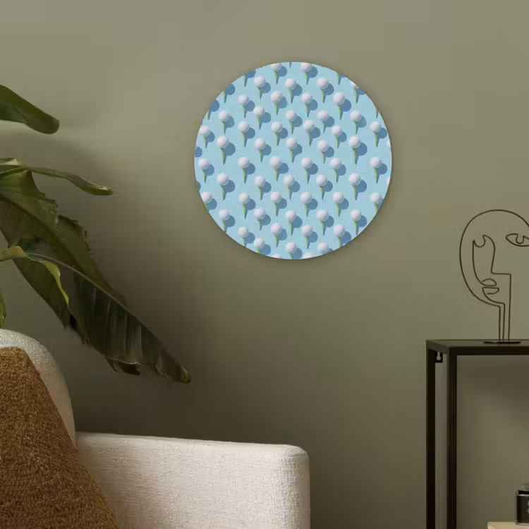 Golf - Ballen - Blauw Akoestische PET Vilt - Rond klein 838 -sfeer2