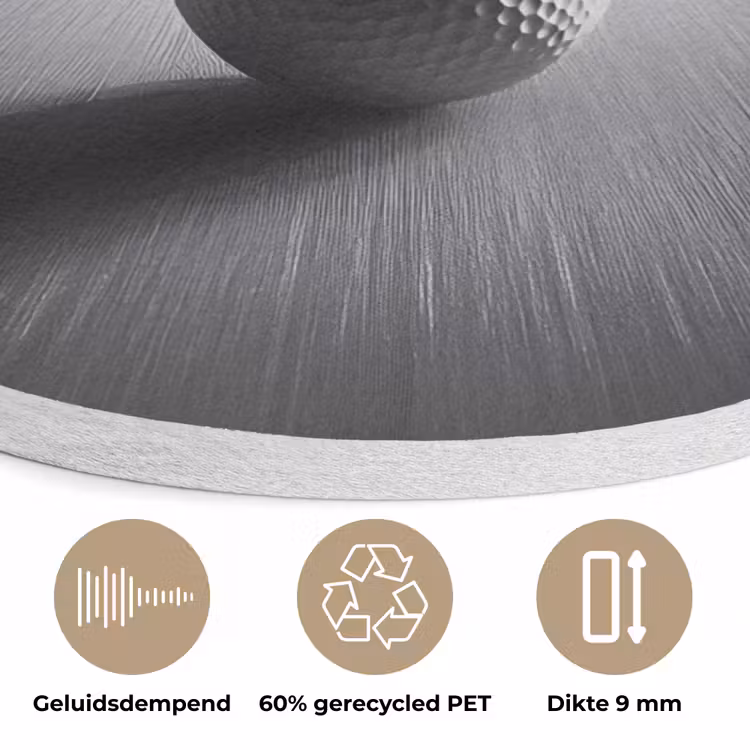 Golfbal - Wazig - Zwart Akoestische PET Vilt - Rond klein -closeup_NL