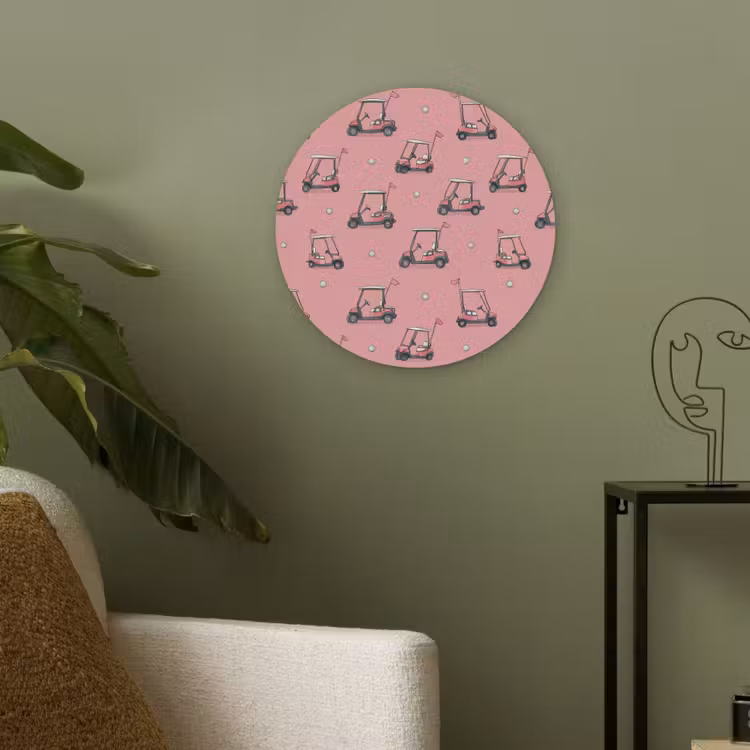 Golfkar - Retro - Roze Akoestische PET Vilt - Rond klein 838 -sfeer2