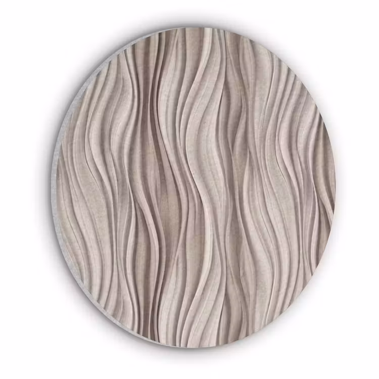 Golven - 3D - Crème Akoestische PET Vilt - Rond klein 838 -3d