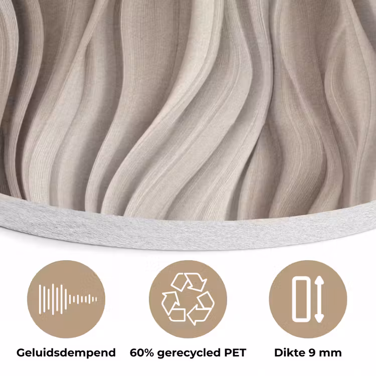 Golven - 3D - Crème Akoestische PET Vilt - Rond klein 838 -closeup_NL