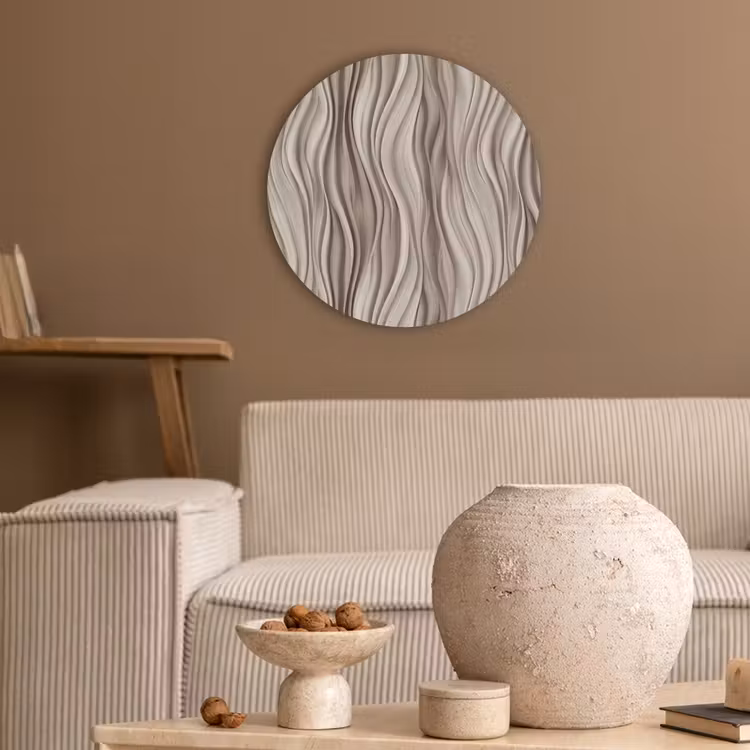 Golven - 3D - Crème Akoestische PET Vilt - Rond klein 838 -sfeer1