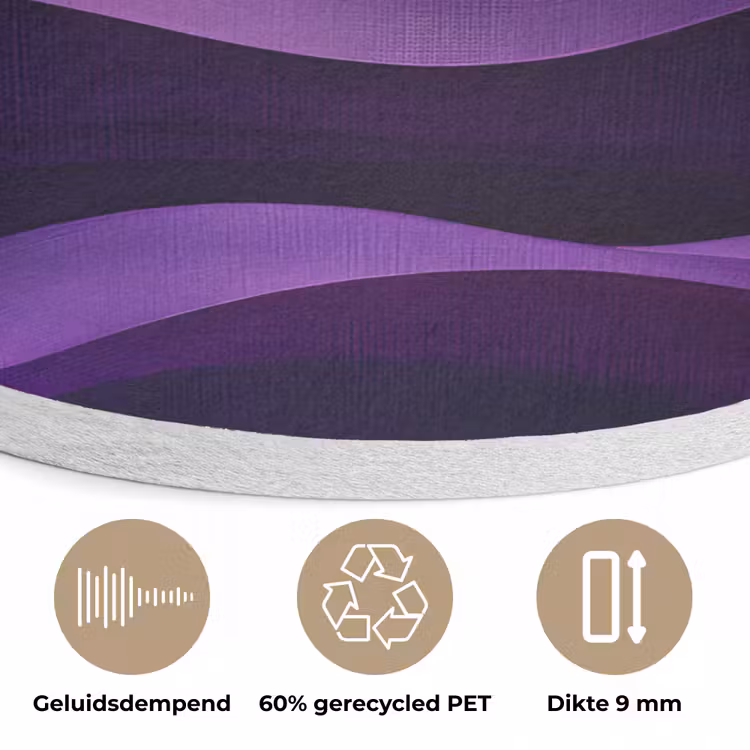 Golven - Abstract - Paars Akoestische PET Vilt - Rond klein -closeup_NL