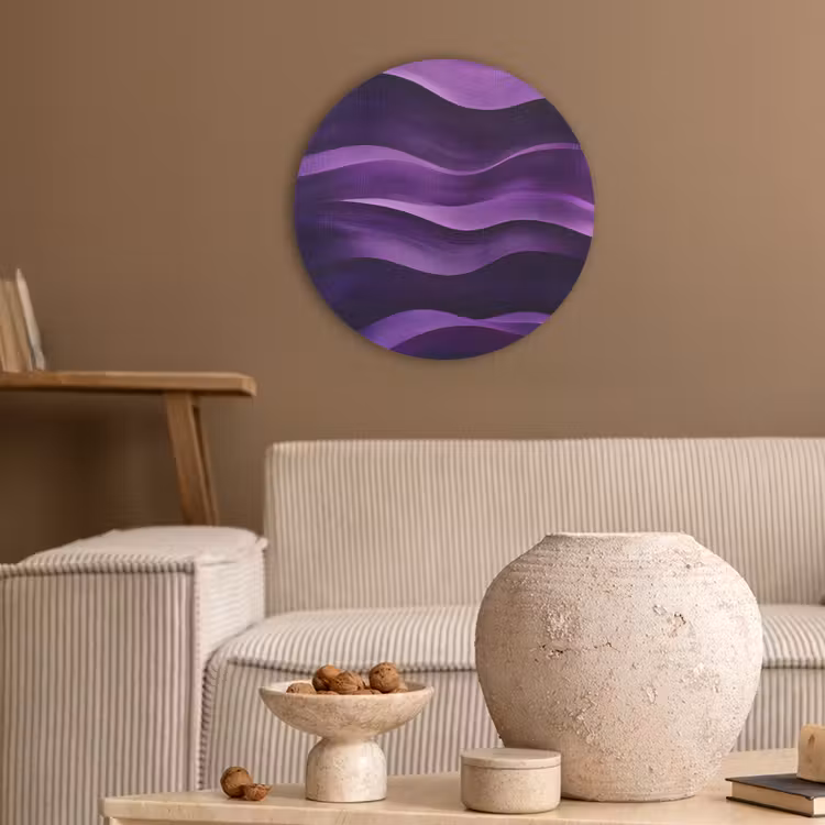 Golven - Abstract - Paars Akoestische PET Vilt - Rond klein -sfeer1