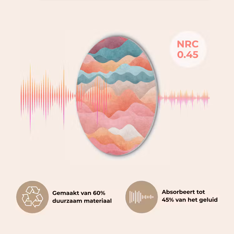 Golven - Kleurrijk - Abstract Akoestische PET Vilt - Rond klein -USP_NL