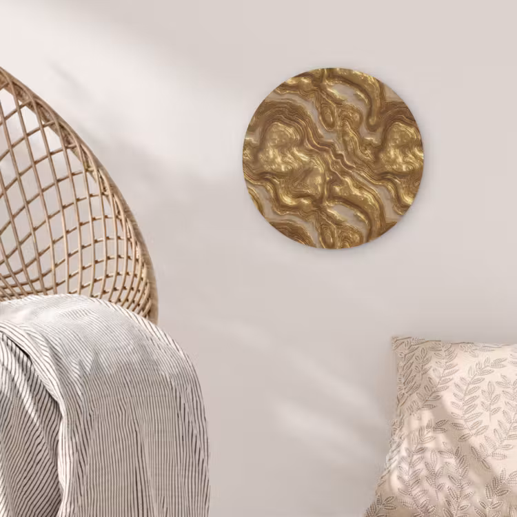 Golven - Organisch - Goud - Crème Akoestische PET Vilt - Rond klein 838 -sfeer4