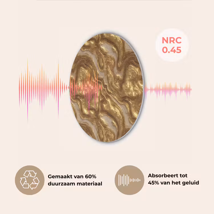 Golven - Organisch - Goud - Crème Akoestische PET Vilt - Rond klein 838 -USP_NL