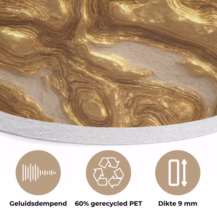 Golven - Organisch - Goud - Crème Akoestische PET Vilt - Rond klein 838 -closeup_NL