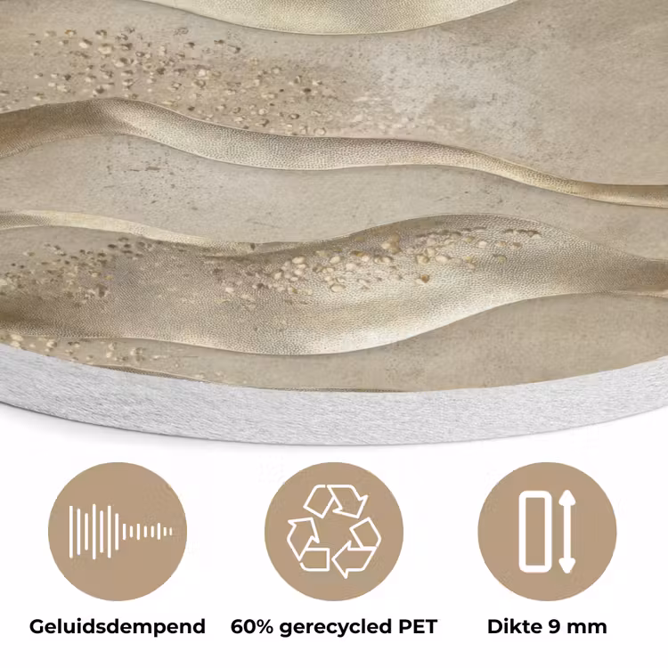 Golven - Patroon - Goud Akoestische PET Vilt - Rond klein 838 -closeup_NL