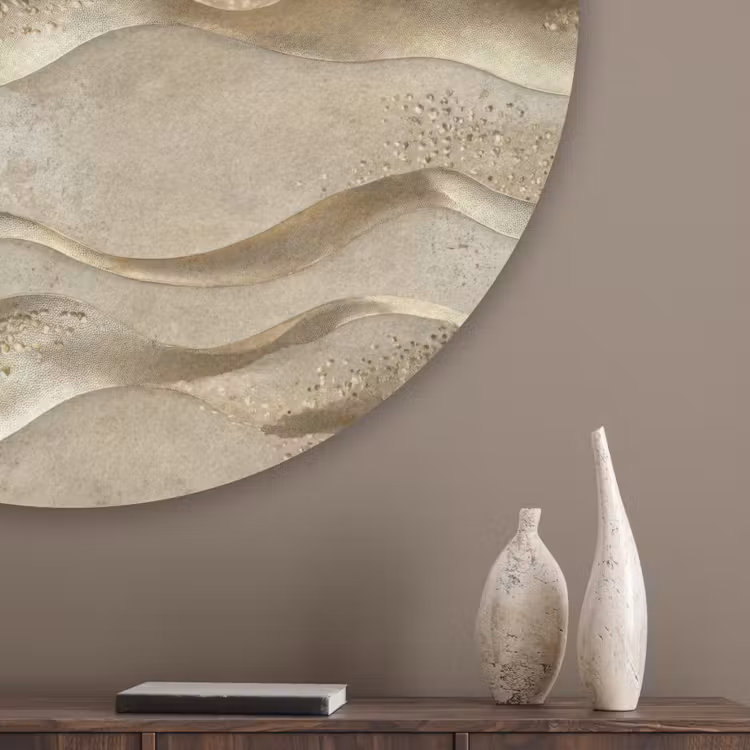 Golven - Patroon - Goud Akoestische PET Vilt - Rond klein 838 -sfeer5_closeup