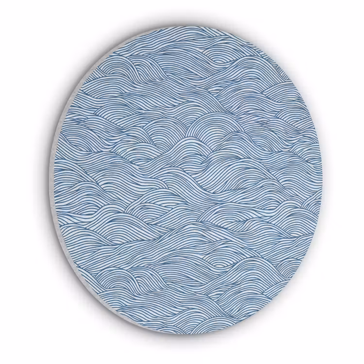 Golven - Ritmisch - Blauw Akoestische PET Vilt - Rond klein 838 -3d