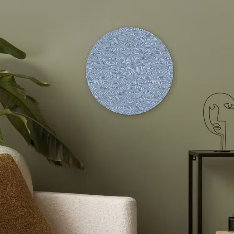 Golven - Ritmisch - Blauw Akoestische PET Vilt - Rond klein 838 -sfeer2