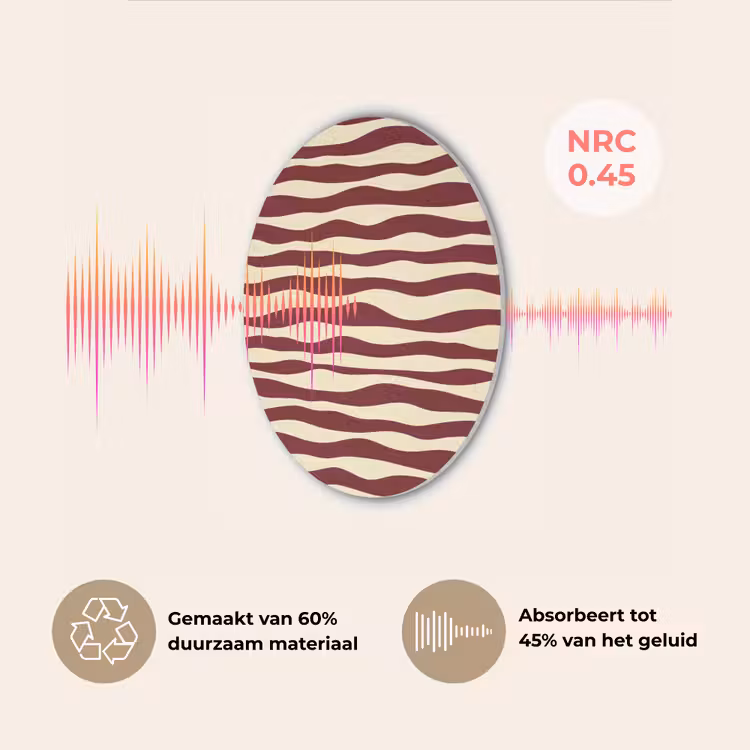 Golven - Rood - Patroon - Crème Akoestische PET Vilt - Rond klein 838 -USP_NL