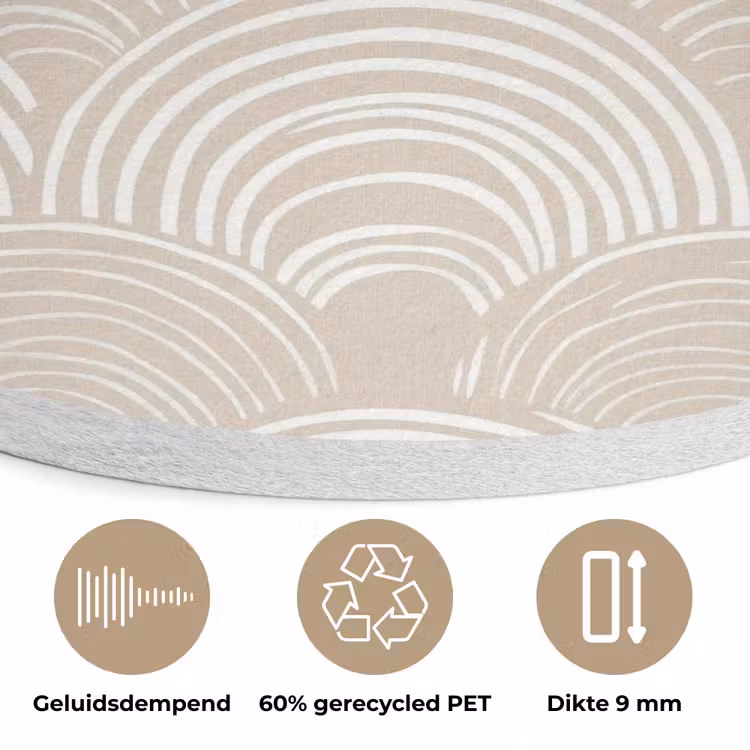 Golven - Structuur - Beige Akoestische PET Vilt - Rond klein 838 -closeup_NL