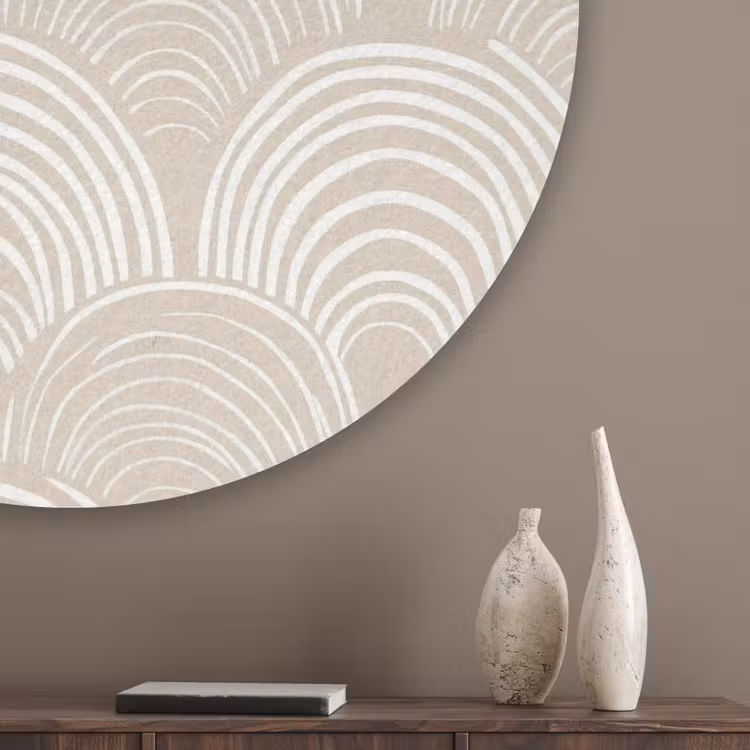 Golven - Structuur - Beige Akoestische PET Vilt - Rond klein 838 -sfeer5_closeup