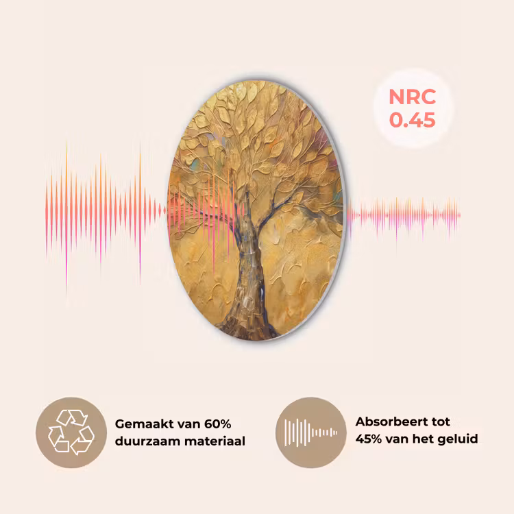 Goud - Boom - Abstract - Modern Akoestische PET Vilt - Rond klein -USP_NL