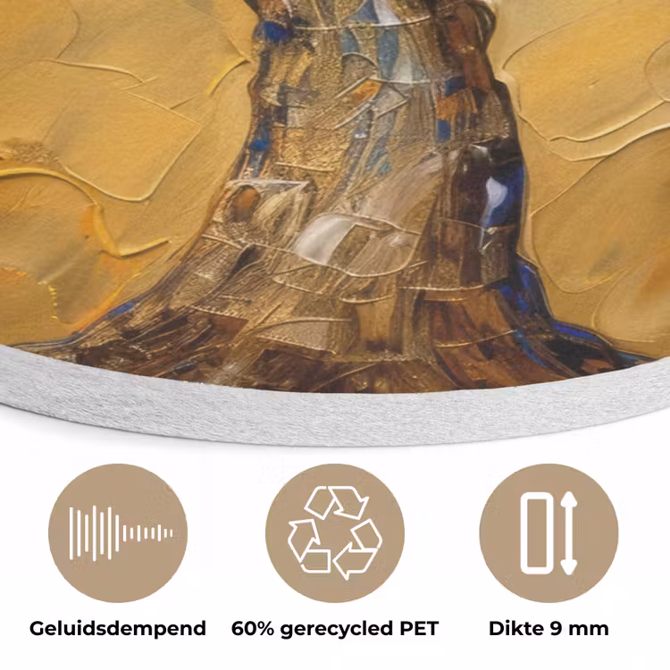 Goud - Boom - Abstract - Modern Akoestische PET Vilt - Rond klein -closeup_NL
