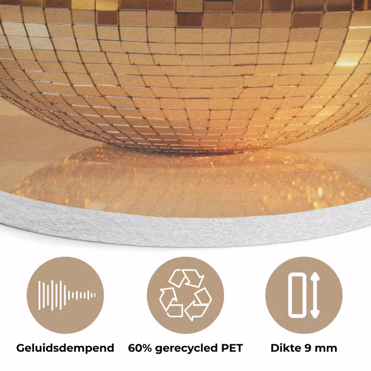 Goud - Disco - Glitter - Peer Akoestische PET Vilt - Rond klein -closeup_NL