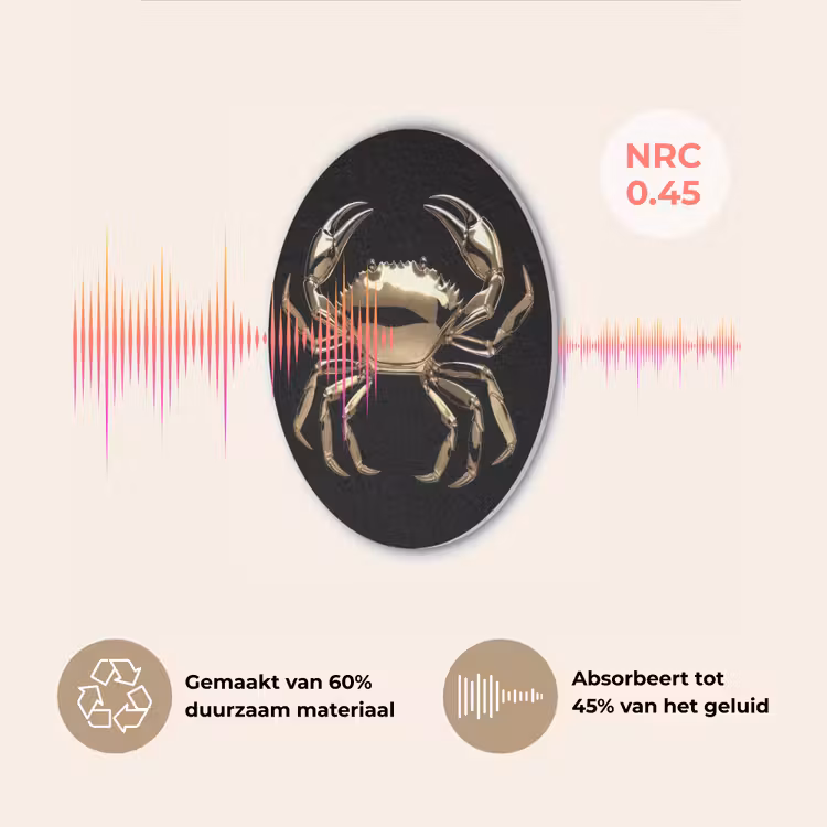 Goud - Krab - Dieren - Zwart Akoestische PET Vilt - Rond klein -USP_NL