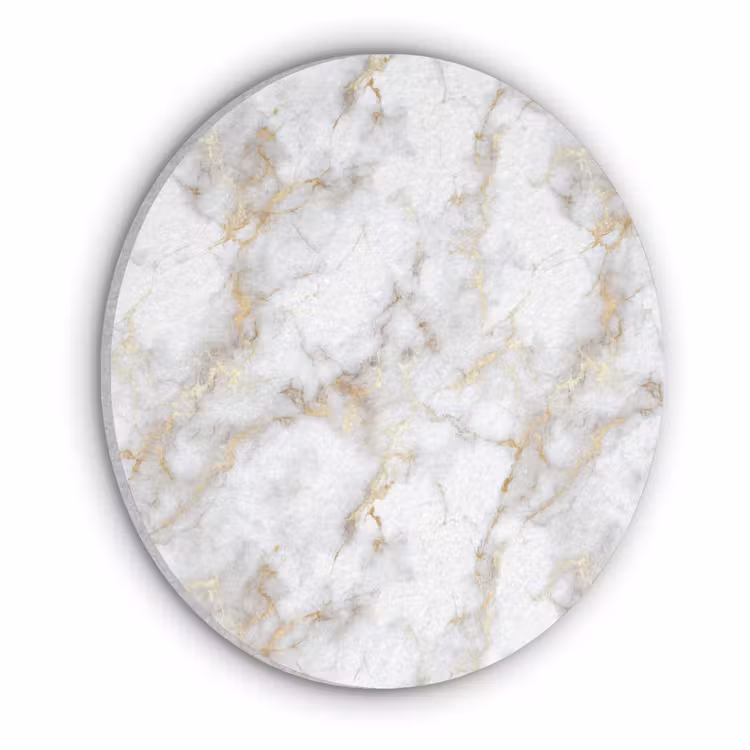 Gouden aders - Marmer - Wit Akoestische PET Vilt - Rond klein 838 -3d