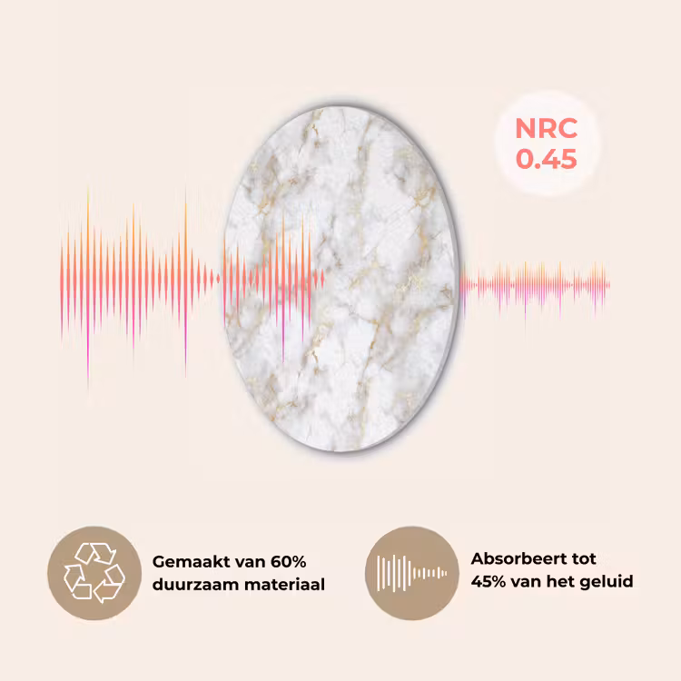 Gouden aders - Marmer - Wit Akoestische PET Vilt - Rond klein 838 -USP_NL