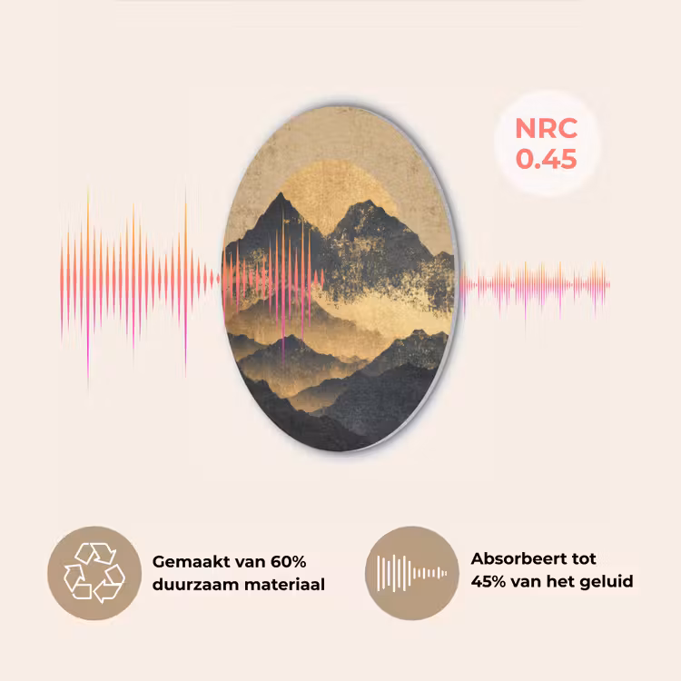 Gouden Bergen bij Maanlicht Akoestische PET Vilt - Rond klein -USP_NL