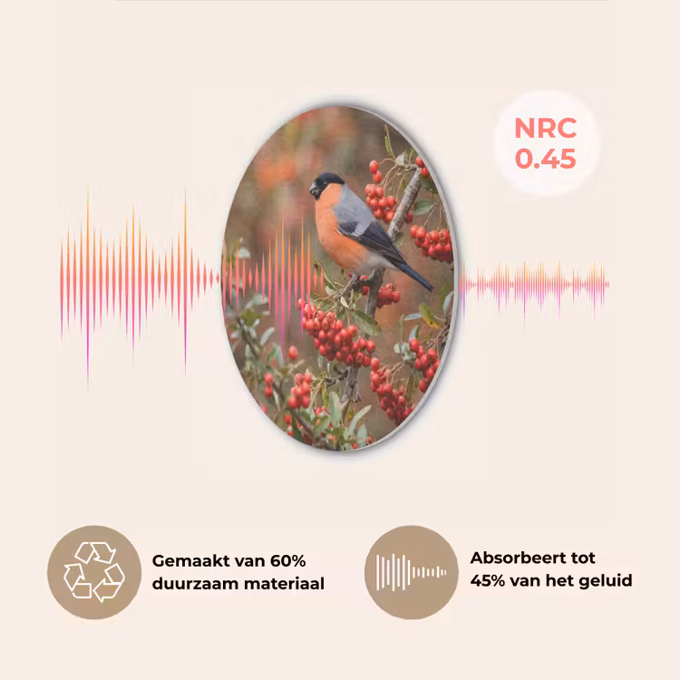 Goudvink - Bessen - Herfst - Natuur - Kleurrijk Akoestische PET Vilt - Rond klein -USP_NL