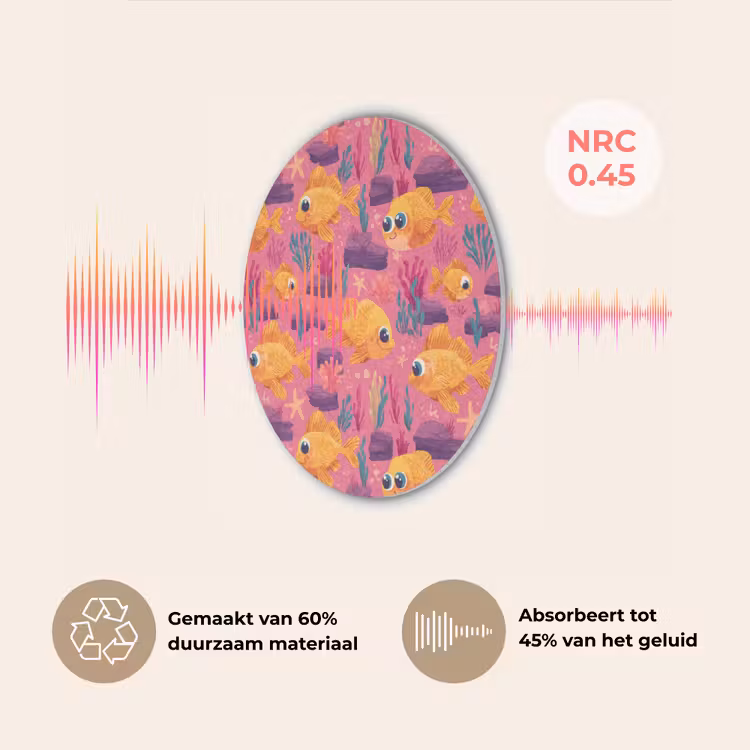 Goudvissen - Koraal - Kleurrijk Akoestische PET Vilt - Rond klein 838 -USP_NL