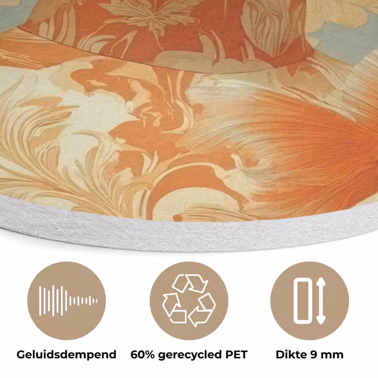 Goudvissen - Oranje - Vrouw - Blond Akoestische PET Vilt - Rond klein -closeup_NL