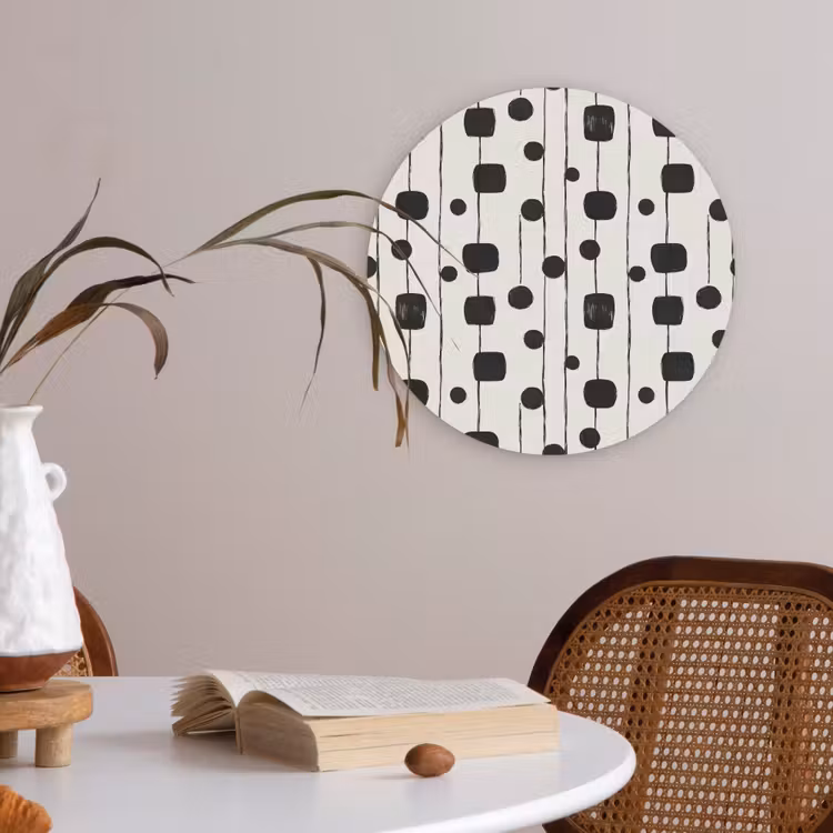 Grafisch - Modern - Zwart Akoestische PET Vilt - Rond klein 838 -sfeer3