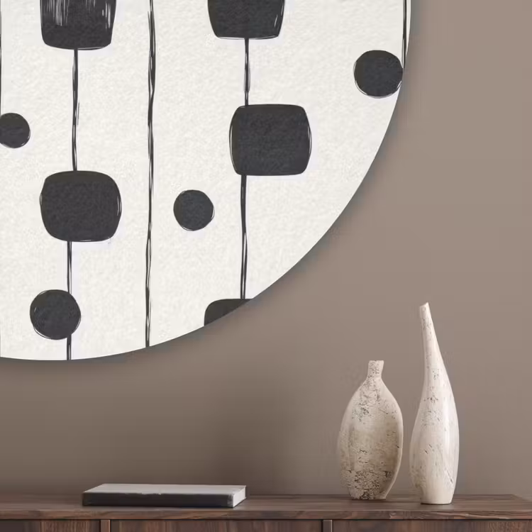 Grafisch - Modern - Zwart Akoestische PET Vilt - Rond klein 838 -sfeer5_closeup