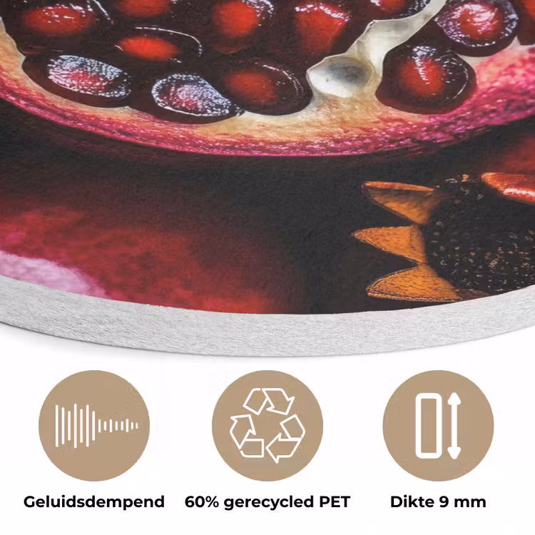 Granaatappel - Rood - Fruit Akoestische PET Vilt - Rond klein -closeup_NL