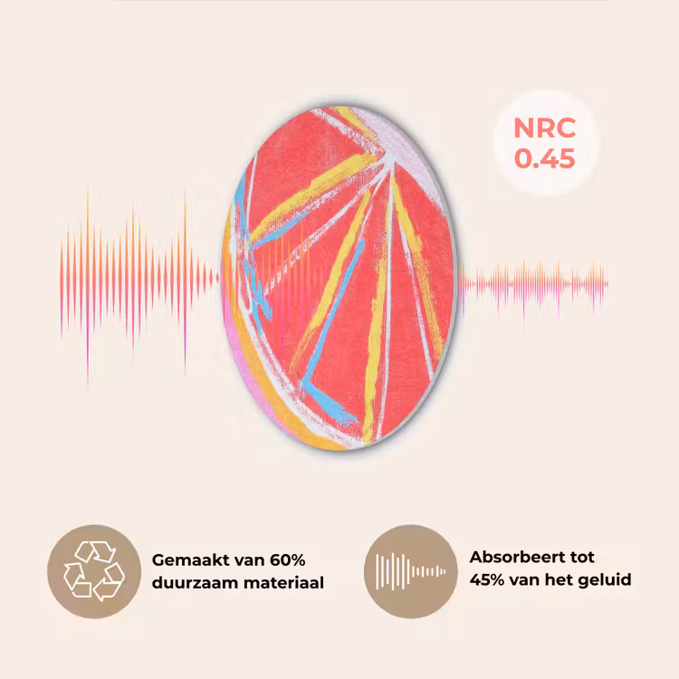 Grapefruit - Geschilderd - Roze - Strepen Akoestische PET Vilt - Rond klein -USP_NL