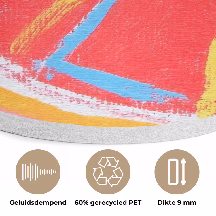 Grapefruit - Geschilderd - Roze - Strepen Akoestische PET Vilt - Rond klein -closeup_NL